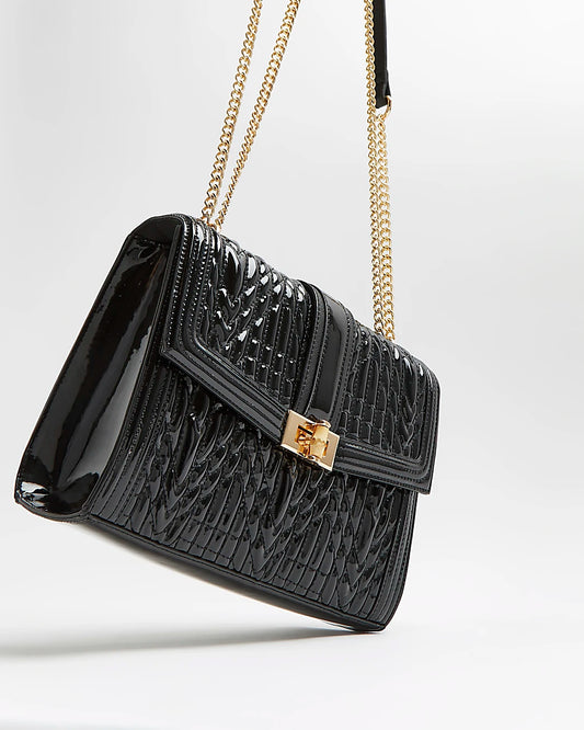 River Island Black Patent Quilted Shoulder bag - Premium  from House of Glitz  - Just $35000.00! Shop now at House of Glitz 