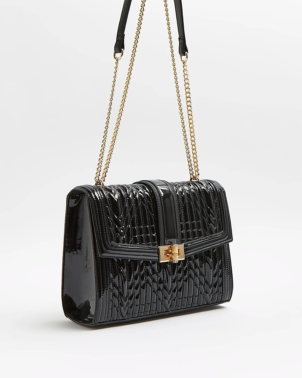 River Island Black Patent Quilted Shoulder bag - Premium  from House of Glitz  - Just $35000.00! Shop now at House of Glitz 