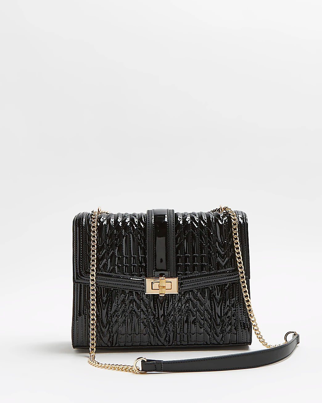 River Island Black Patent Quilted Shoulder bag - Premium  from House of Glitz  - Just $35000.00! Shop now at House of Glitz 