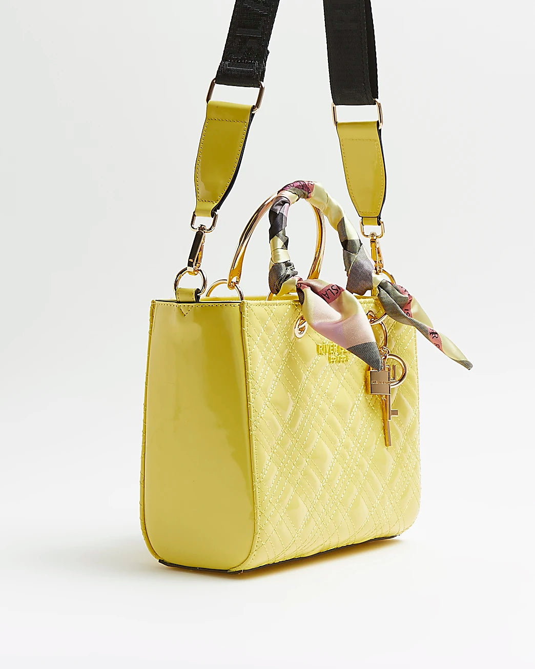 River Island Patent Quilted Tote bag -Yellow - Premium  from House of Glitz  - Just $40000.00! Shop now at House of Glitz 