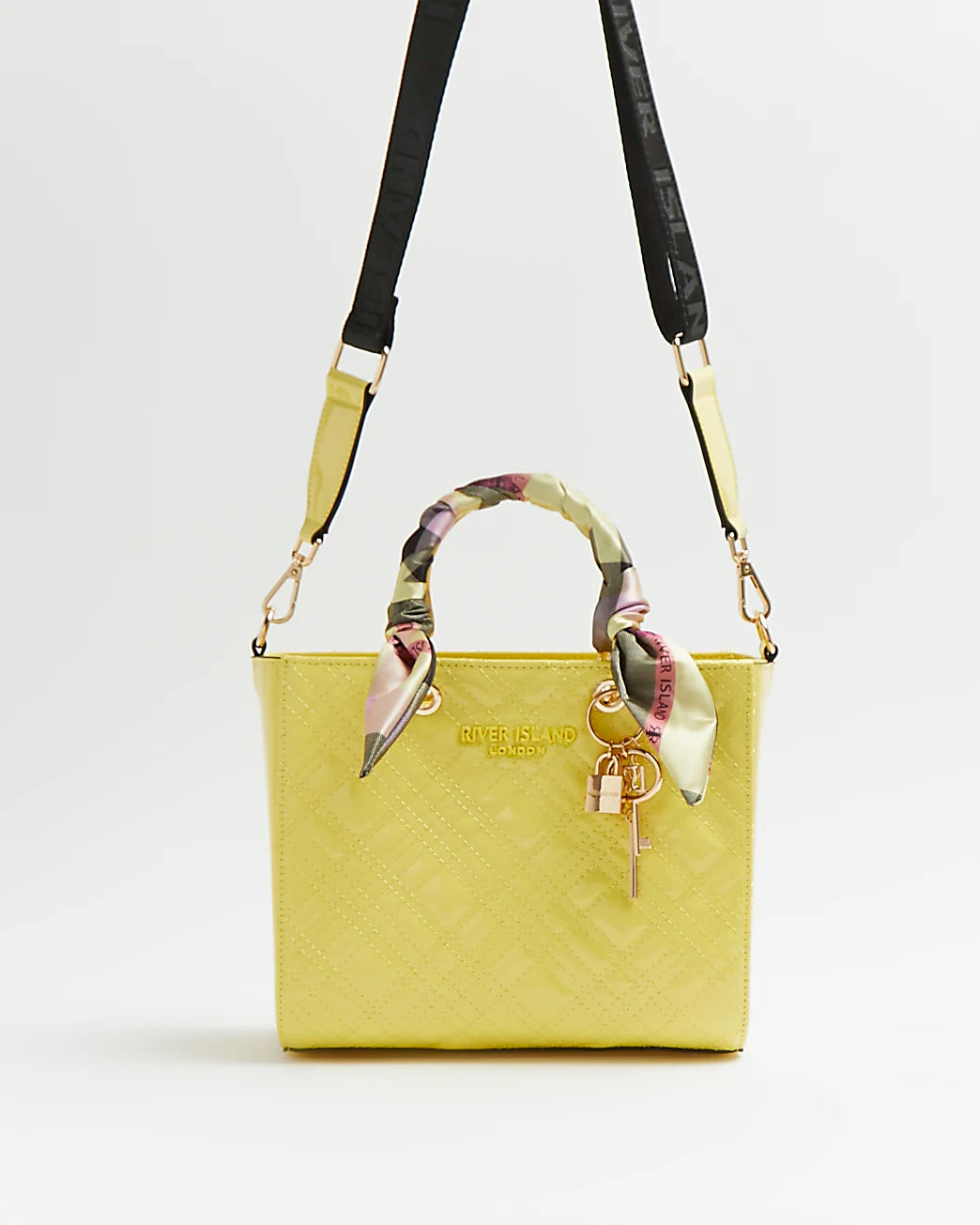 River Island Patent Quilted Tote bag -Yellow - Premium  from House of Glitz  - Just $40000.00! Shop now at House of Glitz 