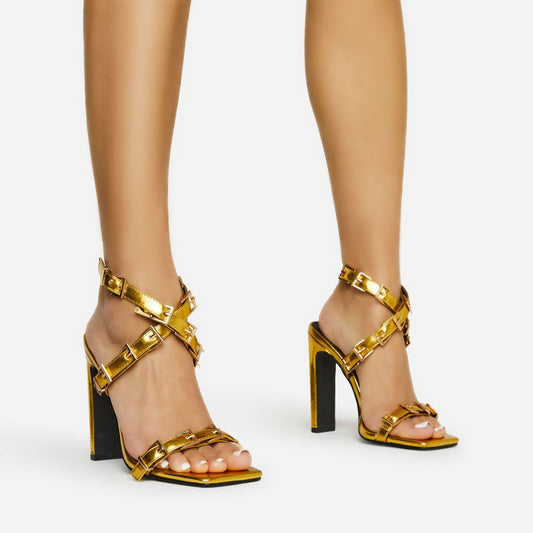 Ego Cabello Buckle Thin Blockheel sandals-Gold - Premium  from House of Glitz  - Just $21500.00! Shop now at House of Glitz 