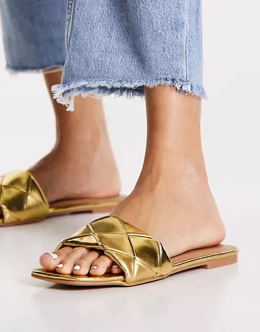 Asos Forty woven flat slippers-gold - Premium  from House of Glitz  - Just $18000.00! Shop now at House of Glitz 