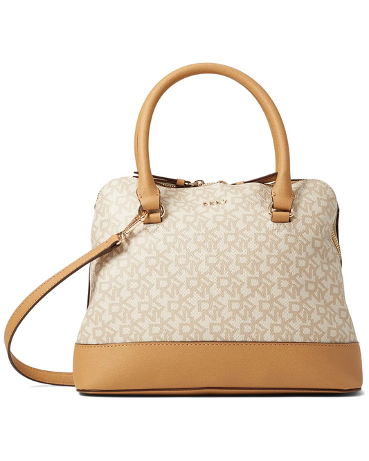 DKNY Bryant Medium Dome Satchel bag-Logo/Latte - Premium  from House of Glitz  - Just $78000.00! Shop now at House of Glitz 