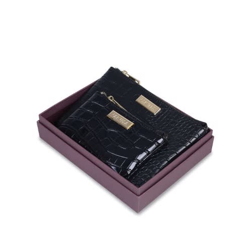 Star Black Croc Pouch  Wallet Set - Premium  from House of Glitz  - Just $18500.00! Shop now at House of Glitz 