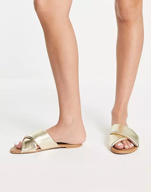 Asos Flock padded flat slippers -gold - Premium  from House of Glitz  - Just $18000.00! Shop now at House of Glitz 