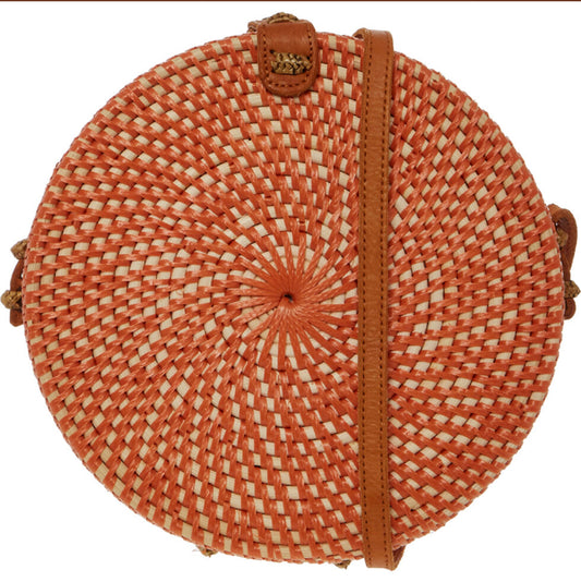 Orange Round Rattan Crossbody Bag - Premium  from House of Glitz  - Just $19850.00! Shop now at House of Glitz 