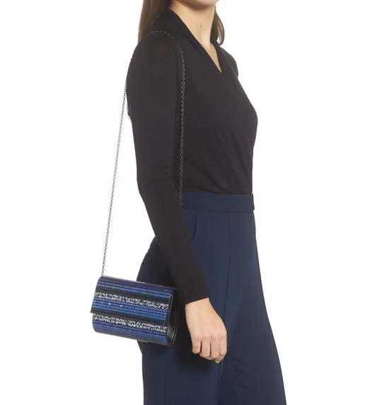 Kurt Geiger London Stripe Envelope Clutch-Blue - Premium  from House of Glitz  - Just $55000.00! Shop now at House of Glitz 