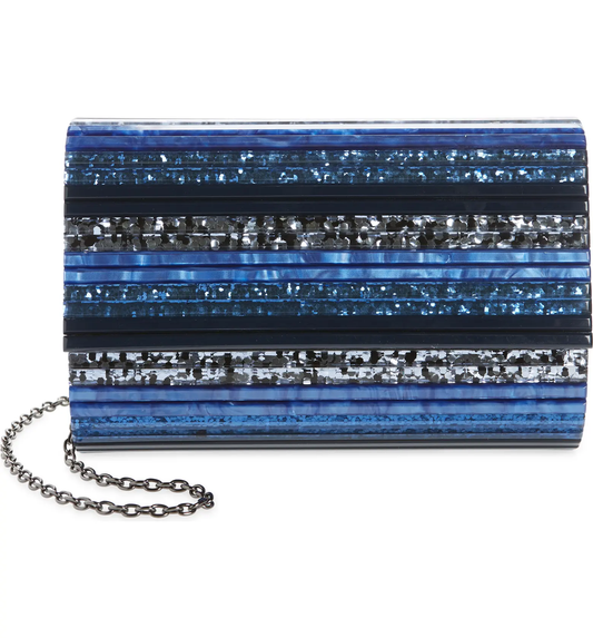 Kurt Geiger London Stripe Envelope Clutch-Blue - Premium  from House of Glitz  - Just $55000.00! Shop now at House of Glitz 