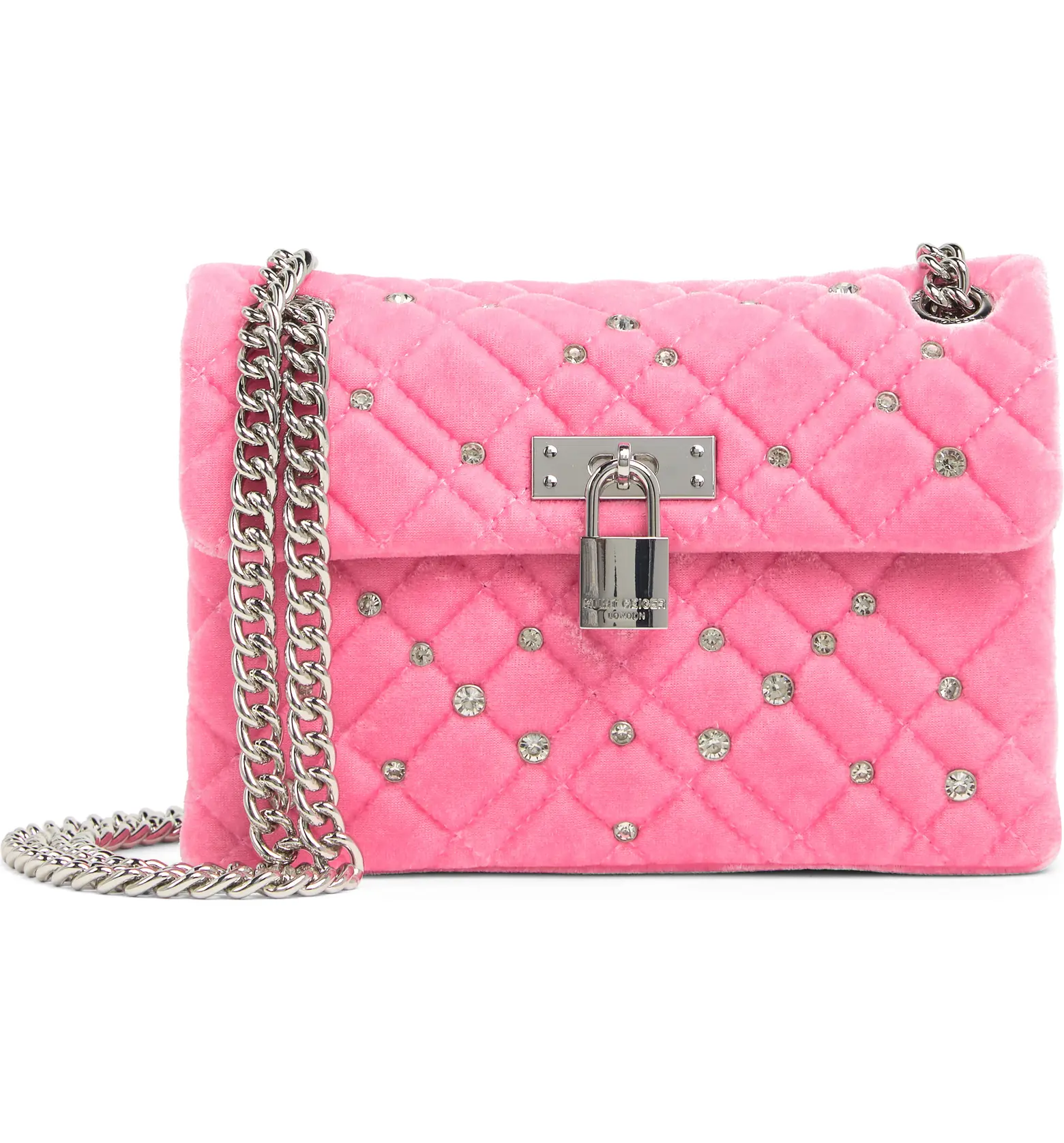 Kurt Geiger Mini Brixton Lock Velvet Shoulder Bag-Pink - Premium  from House of Glitz  - Just $85000.00! Shop now at House of Glitz 